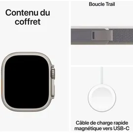 Apple Watch Ultra 2 GPS + Cellular 49 mm Titangehäuse natur, Trail Loop grün/grau S/M