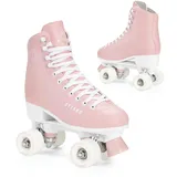 ATTABO Damen Rollschuhe 40 EU Größenverstellbar ABEC-3 Aluminium Skate Leder Obermaterial Zehenschutz Sicheres Bremsen Präzisionspassung 82A Räder