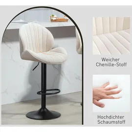 Homcom Barhocker 2er Set Höhenverstellbar Drehbar Tresenhocker mit Chenille-Optik, Beige