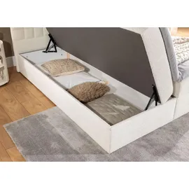 Fun Möbel Boxspringbett Schlafzimmerbett TORIBO 120x220cm Stoff Coral Dunkelbeige