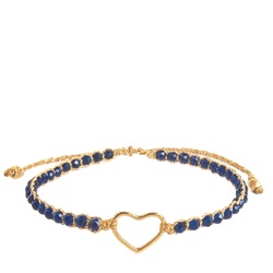 Samapura Blaues Spinell-Herz-Armband | Gold Faden 16 Damen 