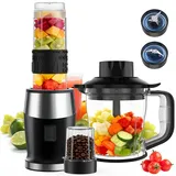 Mixer, 700W Smoothie Maker, Standmixer & Mixer Smoothie Maker, Multifunktion Smoothiemaker/Fleisch Zerkleinerer/Ice Crusher/Kaffeemühle mit 570ml Sport-Flasche BPA frei Tritan