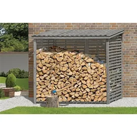 Delta Gartenholz Kaminholzregal Außen Holz 237 x 114 x 203 cm Grau