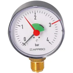 Rohrfeder-Manometer für Heizung/Sanitär - Radial, Afriso, Ø80mm, DN15 (1/2''), 3bar Markierung