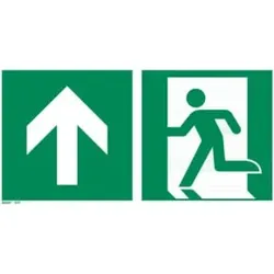 Rettungszeichen Notausgang geradeaus, durch die Tür oder aufwärts, Typ: 11400