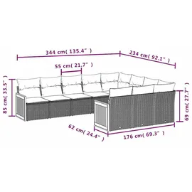 vidaXL Gartensofa-Set 10-tlg. schwarz