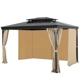 Pavillonvorhänge 2810x3730x2130mm, 4-teilige Seitenwand-pavillon-sichtschutzvorhänge Mit Reißverschlüssen, Sonnenschutzvorhänge Als Ersatz Für Terrassenüberdachung, Nur Vorhänge, Khaki