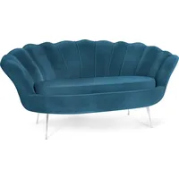 WFL GROUP Sofa Muschel, Samt 2-Sitzer Couch mit Golden oder Silber Metallbeinen silberfarben