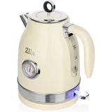 Zilan Retro Wasserkocher Edelstahl 1,7L kabellos mit 360° Basis 2200W Beige