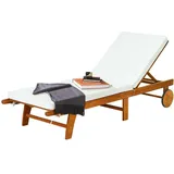 Gartenliege Relaxliege Sonnenliege +Rollen &Polsterauflage Eukalyptus bis 160kg