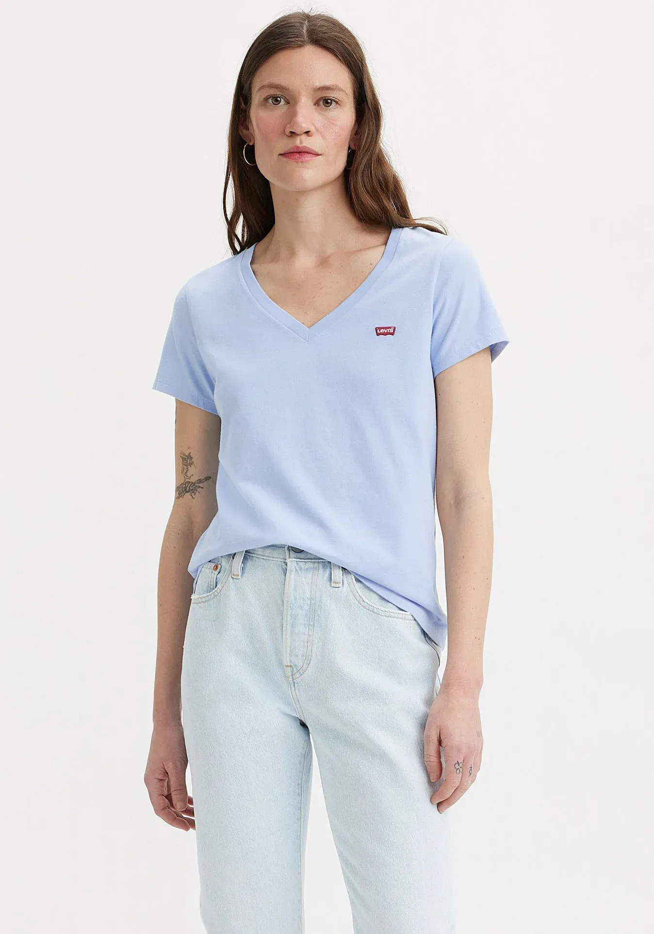 Levi's® T-Shirt »VNECK TEE 2 PACK« Levi's® 2 PACK V NECK WHITE + & KENTUCKY BLUE XS (34)