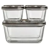 CASO Design Vakuum-Frischebehälter rechteckig schwarz 14,5 x 20 x 9,5 cm 1,5 l 3-teiliges Set