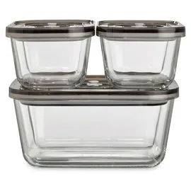 CASO Design Vakuum-Frischebehälter rechteckig schwarz 14,5 x 20 x 9,5 cm 1,5 l 3-teiliges Set