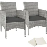 Tectake Rattansessel 57 x 59 x 85 cm 2 St. inkl. Sitzbezüge 4 St. hellgrau/creme