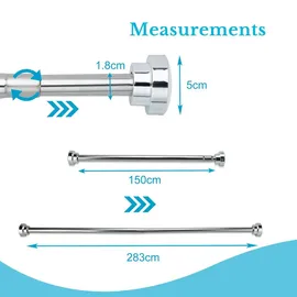 Intirilife Duschvorhangstange 155 cm silber