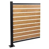 Alu Mülltonnen-Zaun HWC-K57, Erweiterungselement Mülltonnenverkleidung, Holzoptik erweiterbar 130x100x6cm hellbraun - Braun