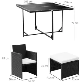 Outsunny Polyrattan Set 21-tlg. Tisch 109 x 109 cm