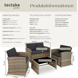 Tectake Lucca Rattan Lounge natur/dunkelgrau