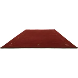 Wollteppich MORGENLAND "GABBEH FEIN FENTH", rot, B:140cm H:18mm L:200cm, Wolle, Teppiche, reine Schurwolle bunte Bordüre, Wohnzimmer