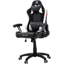 Elite Gaming-Stuhl für Kinder PULSE, ergonomisch, bis 120kg, verstellbare Höhe, Wippmechanik, Kissen (Schwarz/Weiß)