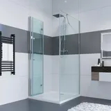 IMPTS Eckdusche mit Falttür links 70 x 100 cm silber Sicherheitsglas