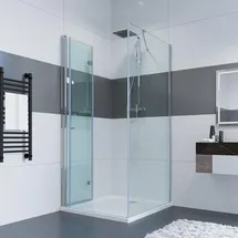 IMPTS Eckdusche mit Falttür links 70 x 100 cm silber Sicherheitsglas