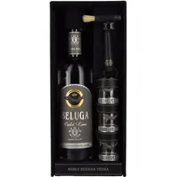 Beluga Gold Line Noble Russian Vodka 40% Vol. 0,7l in Geschenkbox in Lederoptik mit 3 Shotgläsern