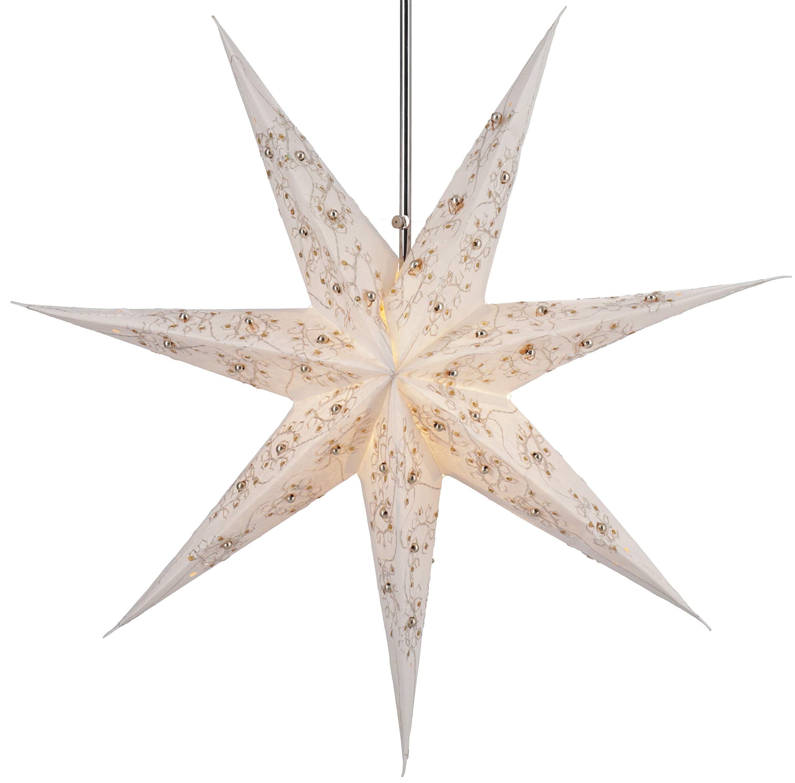 GURU SHOP Faltbarer Advents Leucht Papierstern, Weihnachtsstern 60 cm - Platon 7 Nature, Star Fensterdeko