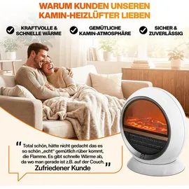 DEUBA Heizlüfter Kamin Optik 1500 W Weiß