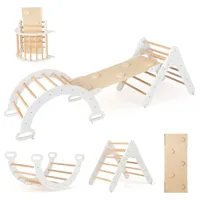 Costway Kletterbogen 4 in 1 mit Rutsche Grau/Naturbelassen