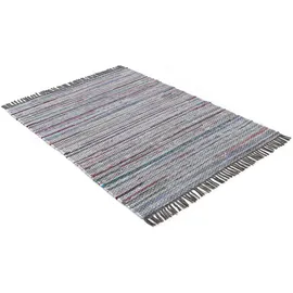 carpetfine Kelim Chindi, grau, 200x250 cm | Moderner Teppich für Wohn- und Schlafzimmer