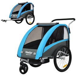 TIGGO Fahrradkinderanhänger TIGGO VS Fahrradanhänger Kinderfahrradanhänger mit Buggy Set + Federung, geeignet für 1-2 Kinder blau
