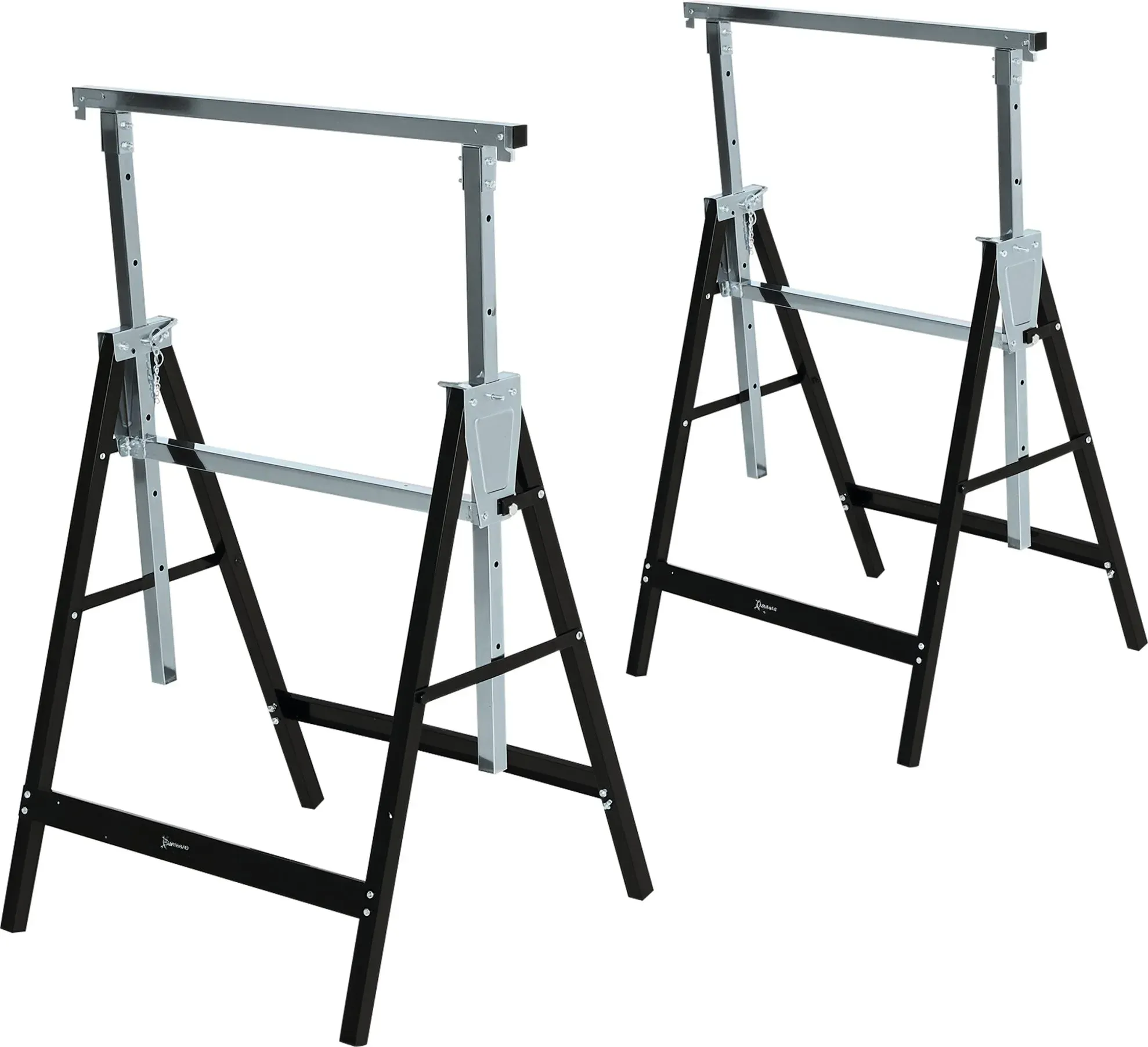 DURHAND Sägebock Höhenverstellbar Faltbar Metall Schwarz 68x56x80-130cm bis 200kg Belastbarkeit für Holzarbeiten   Aosom.de