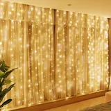 300LED Lichtervorhang Warmweiß HXWEIYE 3mx3m Lichterkettenvorhang USB 8 Modi