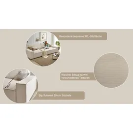 Home Affaire Big-Sofa HOME AFFAIRE "NEU: SHERWOOD XXL, Big-Sofa (316cm), extra tiefe Sitzfläche 95 cm", silber (silbergrau), B:316cm H:90cm T:135cm, 100% Polyester, Sofas, Big-Sofa, bequemer Sitzkomfort, Cord u. Leinenoptik, Kedernaht