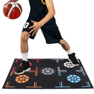 Jiawu Basketball-Trainingsmatte, Basketball-Schritt-Trainingsmatte, rutschfeste Dribble Silent Sports Auxiliary Requisiten, Training Pace Ball Control für Jugend-/Erwachsenen