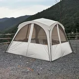 ARURU Camping Pavillon 3×3m Kuppelzelt mit Vier 2-in-1 Seitenteilen Wasserdicht Sonnenschutz und Moskitonetz mit Titan-Blackout Beschichtung Camping & Strand & Gartenzelt Pop Up Zelt Aufbau
