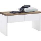 MCA Furniture Garderobenbank Weiß, Eiche, Asteiche,Eiche, massiv, 2 Schubladen, 91x48x38 cm, MCA