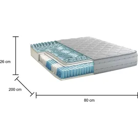Talamo Italia Ofelia Matratze 80 x 200 x 26 cm H2 Memory-Schaum/Taschenfederkern