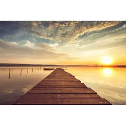 Fototapete PAPERMOON "Steg im Wasser", bunt, B:3,50m L:2,60m, Vlies, Tapeten