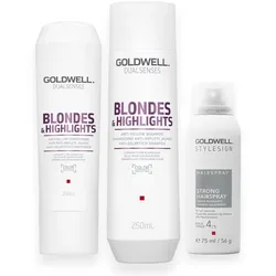 Goldwell Dualsenses Blondes & Highlights Set - Shampoo 250ml + Conditioner 200ml + Haarspray gratis