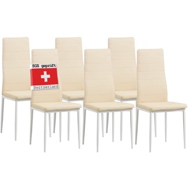 Albatros Esszimmerstühle 6er Set, Beige - Edles Italienisches Design, Kunstleder-Bezug, bequemer Polsterstuhl - SGS geprüft - Moderner Küchenstuhl Stuhl Esszimmer