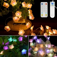 LED Lichterkette Blumen, 3M 30er Lichterkette Batterie, Warmweiß und Mehrfarbig LED Blume Lichterkette Innen, Farbwechsel Lichterkette für Zimmer, Lichterketten mit Fernbedienung für Garten Bäume Deko