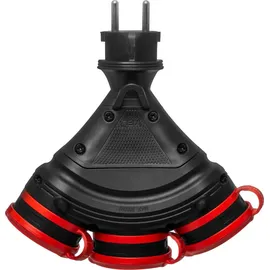 Plastrol Schuko-Steckdose 3-fach Schwarz-Rot