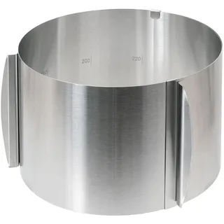 Wenco Tortenring mit Skala, Höhe, verstellbarer Kuchenring mit 16-30cm Durchmesser, hitzebeständiger Backrahmen rund, Backzubehör aus Edelstahl, Silber