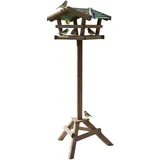 Relaxdays Vogelfutterhaus mit Ständer, Braun,Dunkelgrün