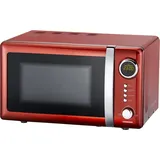 Melissa 16330109 Classico Retro Mikrowelle Standgerät, 20 Liter Garraum, 700 Watt, Rot metallic