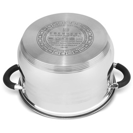 Edenberg Modernes 6-teiliges Topfset, Edelstahl, Kochtopf Set | induktions Töpfe Set, Töpfe Induktion | Kochgeschirr Set, Topfset induktionsgeeignet - Silber