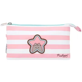 Grupo Erik Unisex Erwachsene Federmäppchen Pusheen Rose Mäppchen - Etui, Streifen 3-Fach, 21,5 x 12 cm