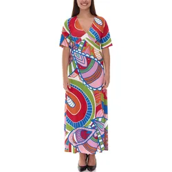 farbenfrohes Damen Sommer-Kleid Jersey-Kleid im Allover-Druck Design 933255 Bunt - 32/34